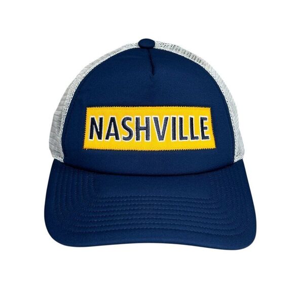 Adidas Nashville Predators Hat Men's Blue Ice Hockey Snap Back Trucker Cap - Picture 1 of 10